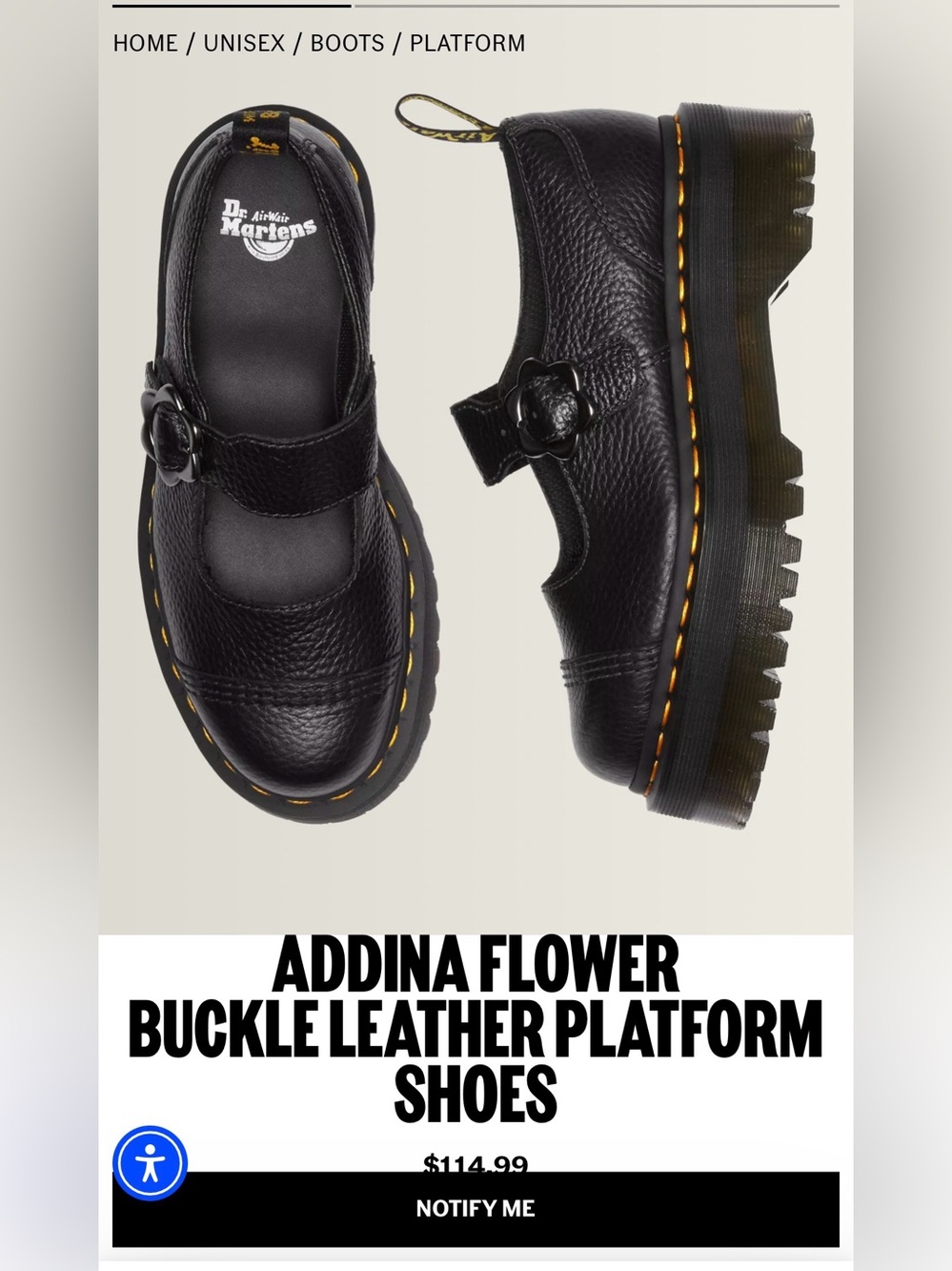 Dr. Martens Addina Flower Buckle Mary Janes Platform Shoes